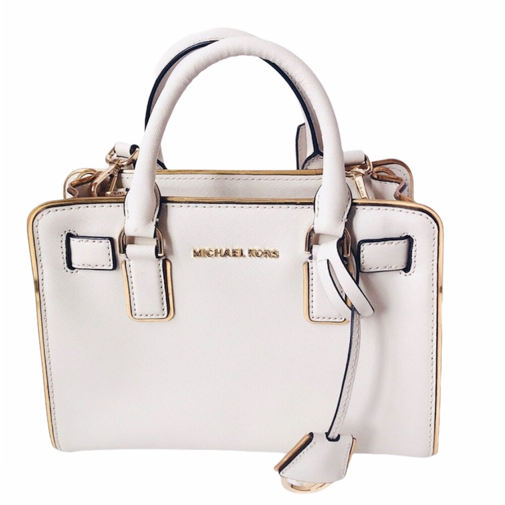 Michael Kors small leather beige gold satchel
